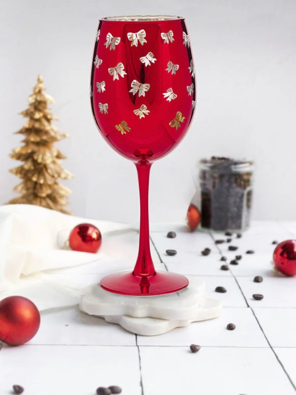 Set of 2 Red Bow Wine Glasses~ NEW!! GORGEOUS ! 8.65inches tall!